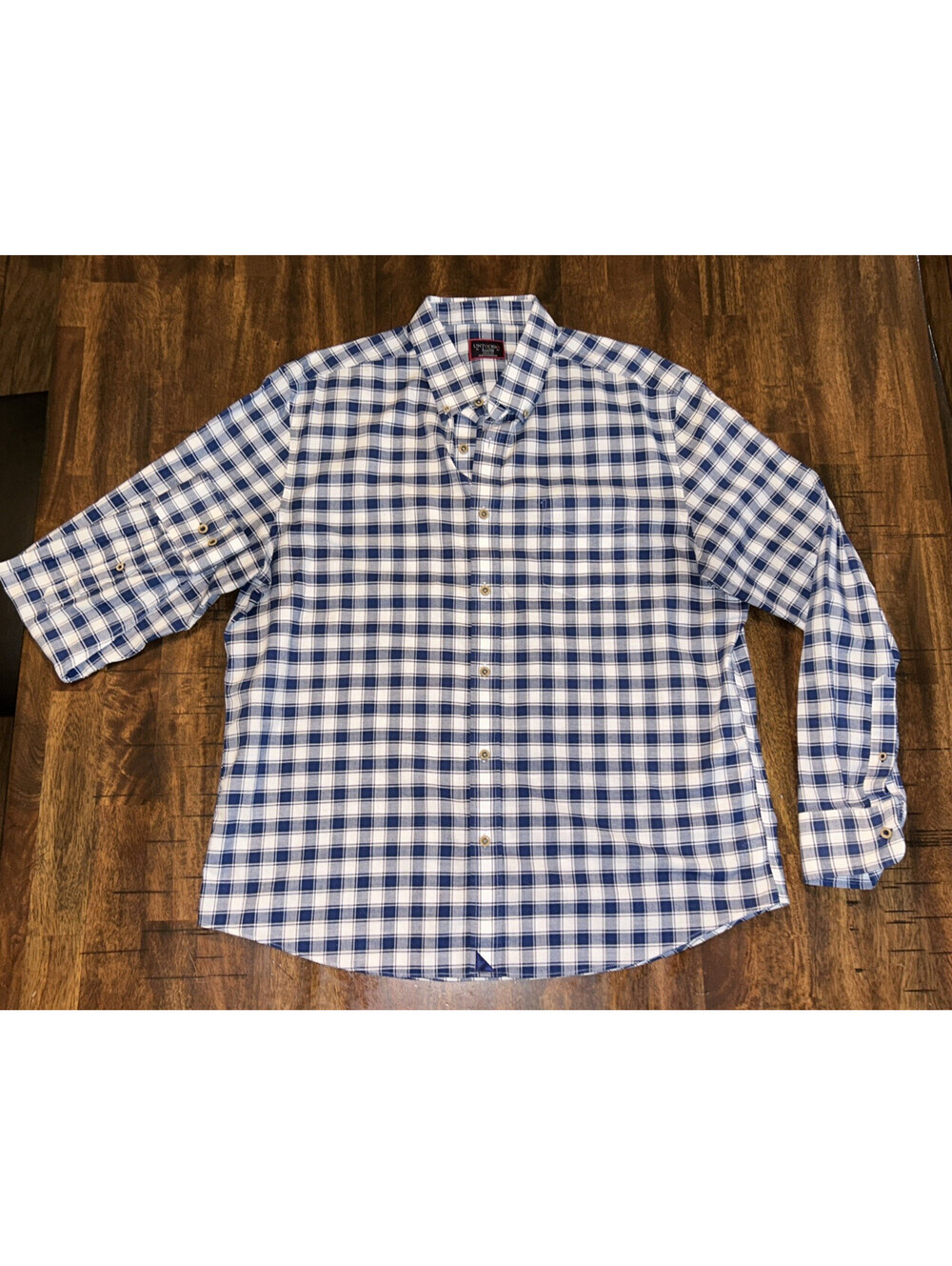 UNTUCKit Brunnen Mens X-Large Navy Plaid Cotton Long Sleeve Shirt Relaxed Fit